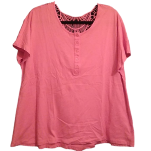 Silverware short sleeve pink blouse with crochet